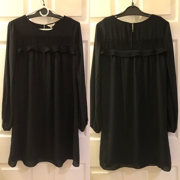 Max Studio Empire Lace Trim Dress in Black Color - Picture 2 of 7